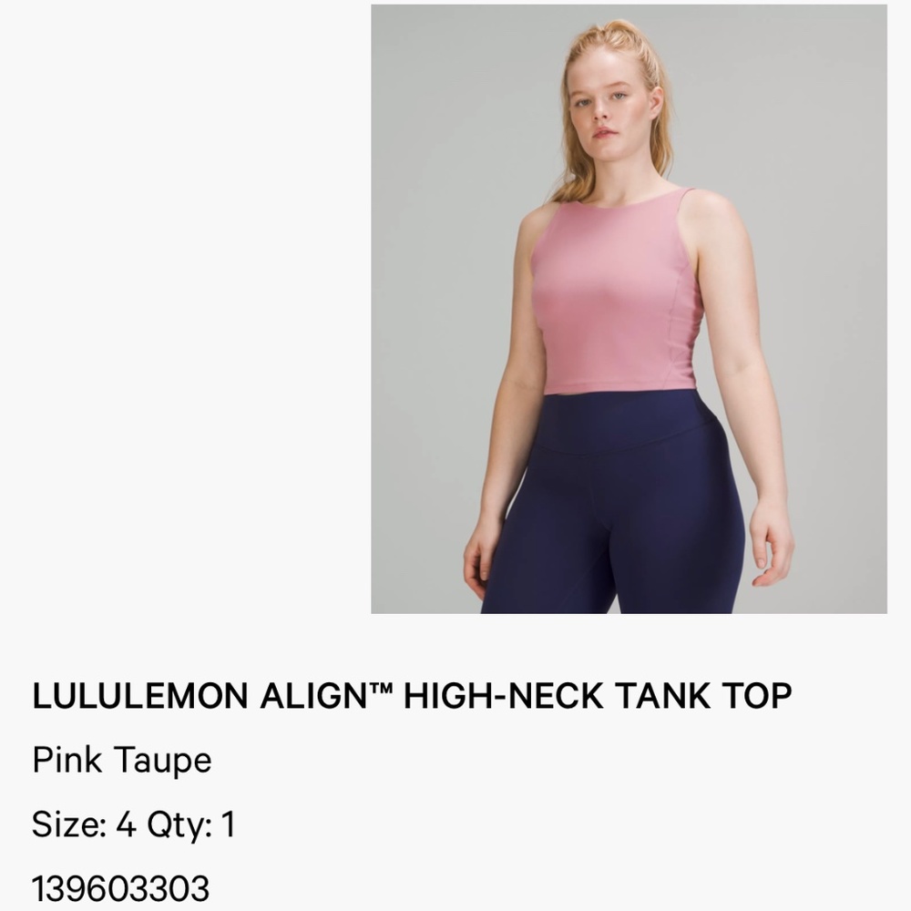 Lululemon Align High-Neck Tank in Pink Taupe (size 4)